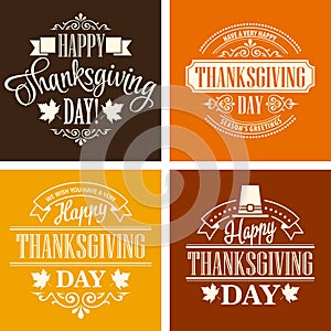 Typographic Thanksgiving Design Set. Vector