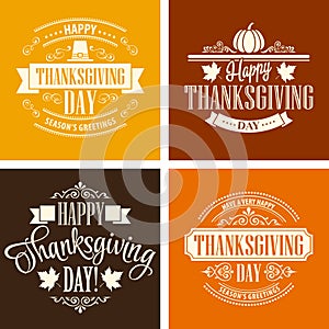Typographic Thanksgiving Design Set. Vector