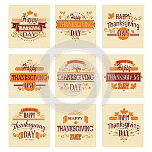 Typographic Thanksgiving Design Set. Vector