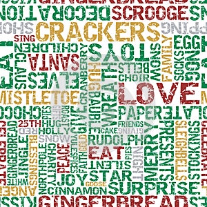 Typographical Christmas Themed Seamless Tile.