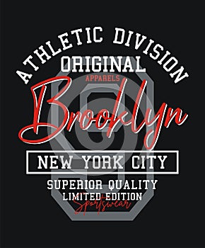 Typography Brooklyn, varsity, for apparels and t-shirt print graphics, Emblem, vectors