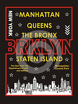 New york, manhattan, the bronx, staten island, brooklyn , vectors