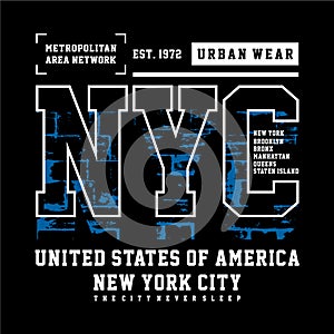 Typography Design New York City T-shirt Graphic