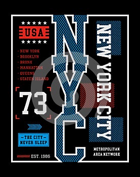 New York City typography design for tshirt print, vector illustrations