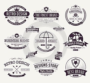 Typography logo design collection, Retro vintage labels collection. vector stock illustration