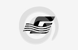 Typography Logogram Letter G Stripes Wavy