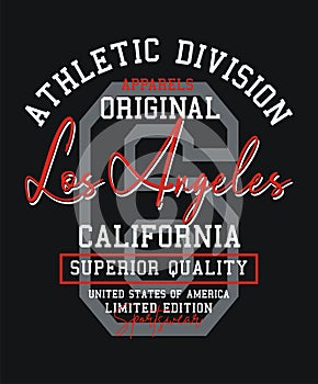 Typography Los Angeles, varsity, for apparels and t-shirt print graphics, Emblem, vectors photo