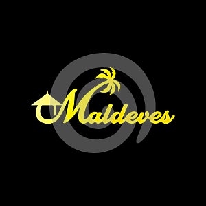 Typography Maldives Beach logo design template vector eps