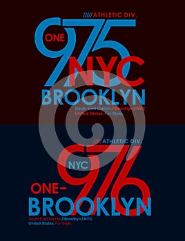 Typography New York City, Brooklyn athletics t-shirt graphic vector