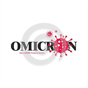 Typography of Omicron variant of COVID, which New strain of coronavirus. Vector symbol Omicron.