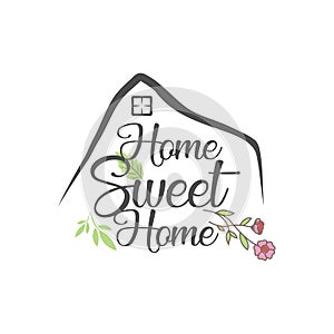 Typography quote Home sweet home For housewarming posters, greeting cards, home decorations.Vector illustration