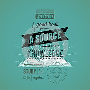 Typography retro bookstore poster design. Vector illustration.