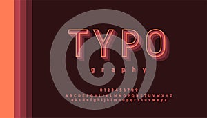 Typography Retro Classic Stylish Pastel Color Font. Minimalist Modern Alphabet Letters And Numbers red color bold font