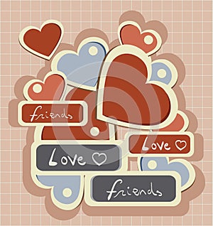 Typography retro love heart