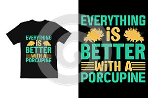 typography t shirt graphic. t shirt design vector animal porcupine photo