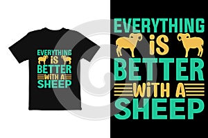 typography t shirt graphic. t shirt design vector animal sheep photo