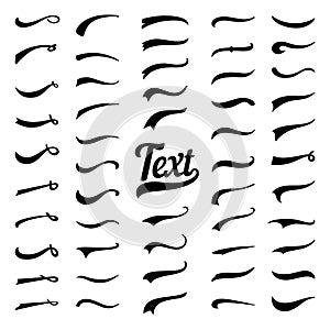 Typography tails shape for football or athletics baseball sport team sign. Texting letters tail for lettering or logo