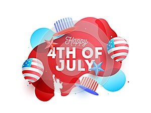 Typography text Happy 4th of July on abstract background