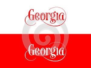 Typography of The USA Georgia States Handwritten Illustration on Official U.S. State Colors