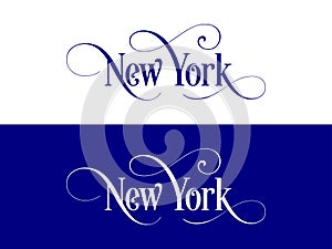 Typography of The USA New York States Handwritten Illustration on Official U.S. State Colors