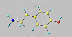 Tyramine molecular structure isolated on grey photo