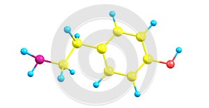 Tyramine molecular structure isolated on white photo