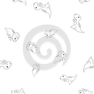 Tyrannosaur and triceratops seamless pattern