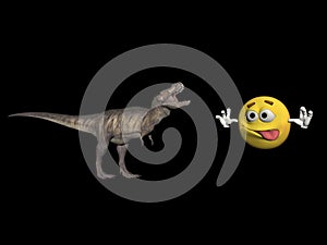 Tyrannosaure dinosaur and emoticone - 3d render photo