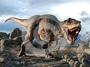 Tyrannosaurus from the Cretaceous era 3D illustration