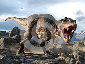Tyrannosaurus from the Cretaceous era 3D illustration photo