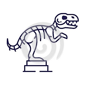 Tyrannosaurus Dino Skeleton Icon in Line Art