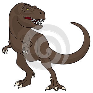 Tyrannosaurus dinosaur. Vector illustration on the theme of archaeology and dinosaurs on a white isolated background