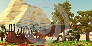 Tyrannosaurus eats Alamosaurus