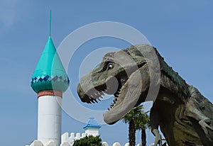 Tyrannosaurus rex angry at the park