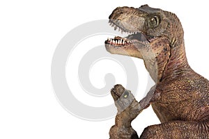 Tyrannosaurus rex with baby t-rex on white background