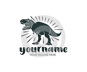 Tyrannosaurus rex and dinosaur, prehistoric animal, logo design. Beast, animal, wildlife and nature, vector design