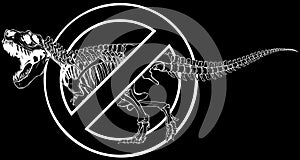Tyrannosaurus Rex dinosaur skeleton in white line on black background