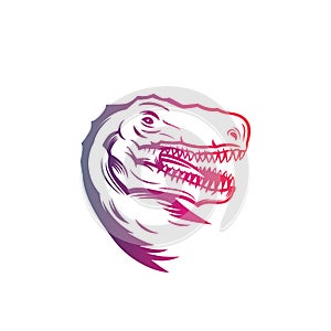 Tyrannosaurus Rex, head of T. rex, vector outline