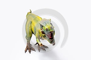 Tyrannosaurus Rex, a huge reptile from the Jurassic period, a children`s toy.