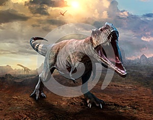 Tyrannosaurus rex scene 3D illustration