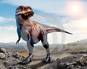 Tyrannosaurus rex scene 3D illustration