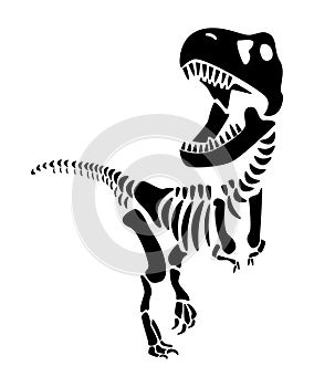 Tyrannosaurus Rex skeleton . Silhouette dinosaurs . Front view . Vector