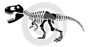 Tyrannosaurus Rex skeleton . Silhouette dinosaurs . Side view . Vector