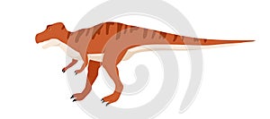 Tyrannosaurus rex or t-rex dino character. Extinct dinosaur of ancient jurassic period. Colored flat cartoon vector