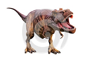 Tyrannosaurus Rex or T_Rex scientifc and realistic reconstitution isolated on a white background. 3D rendering illustration of the photo