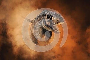 Tyrannosaurus T-rex ,dinosaur on smoke background