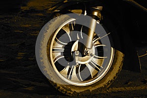 A tyre of an auto taxi vehicle stock photograph