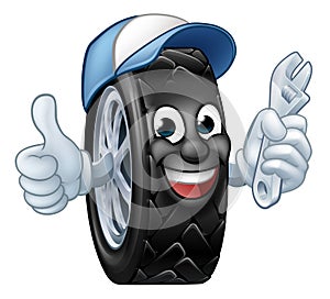 Tyre Cartoon Car Mechanic Service Mascot