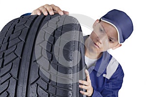 Tyre and male mechanic