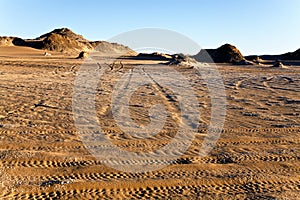 Tyre marks in the desert